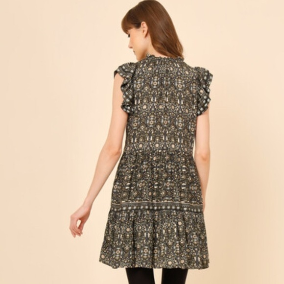 TUCKERNUCK OMIKA Wilora Double Ruffle Sleeve Mini Dress, Malia Pistachio Large - Picture 16 of 16